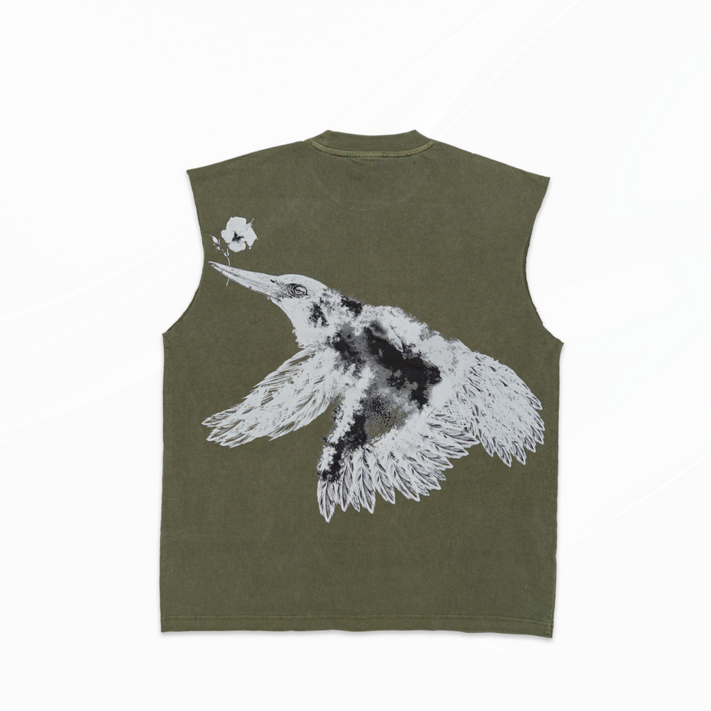 FTG oversized acid washed sleeveless t-shirt